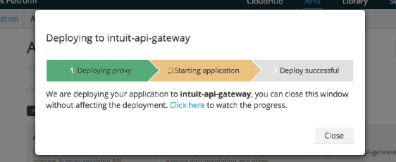 Deployment progress interface showing proxy deployment status and completion